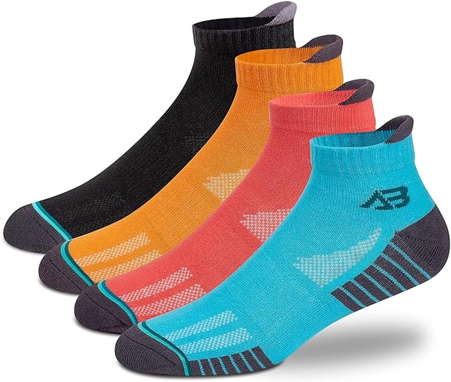 SDKWDH Antonio Benedetto 4 Pairs Athletic Ankle Socks for Men & Women - Low Cut, Ultimate Comfort with Stylish Cushion for Running, Cycling, Gym & Everyday Use - Free Size, Pack of 4, Multicolor