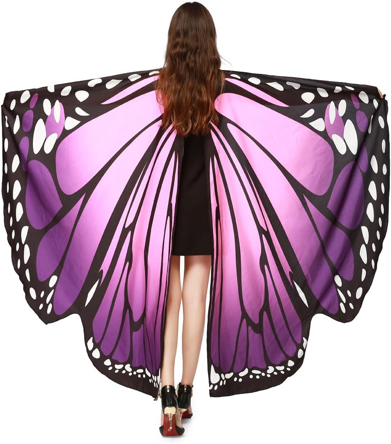 Butterfly Wings for Women Fairy Ladies Cape Halloween Dress Up Costume Accessory Party Cape Nymph Pixie Cloak