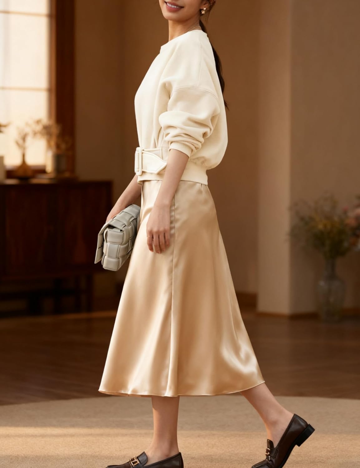 Womens Long Sleeves Cropped Sweatshirts Belted Lace Up Tops Crewneck Y2K Pullover 2025 Fall Outfit - Image 4