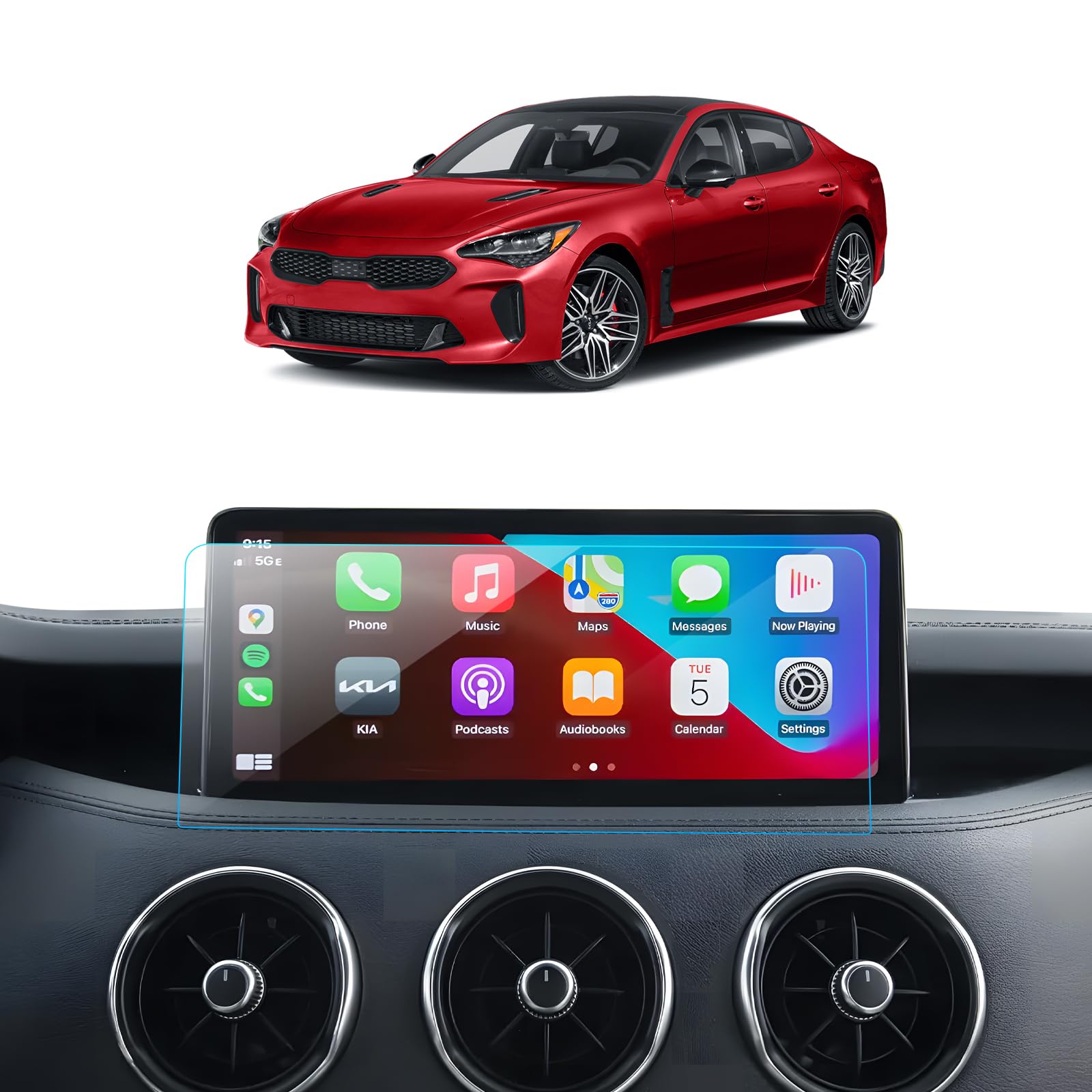 LANTU Car Screen Protector for Kia Stinger (GT-Line/GT2/GT1) 2022 2023 Accessories Navigation Touchscreen Protector Film Tempered Glass HD Clear