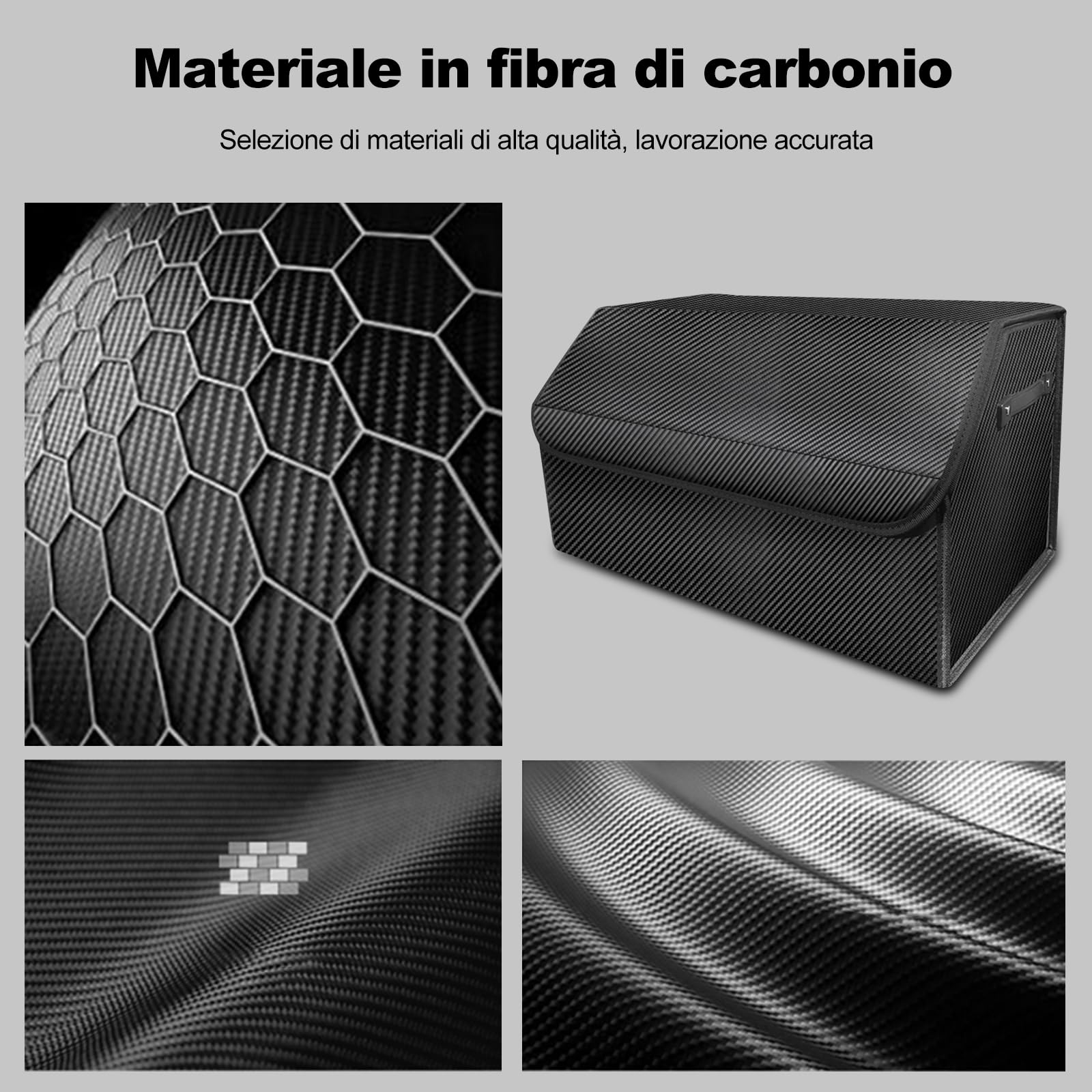 Ergocar Organizzatore per bagagliaio da auto antiscivolo, pieghevole borsa per baule di alta qualità con coperchio, organizer per bagagliaio con manico resistente per auto/SUV/camion (medio)