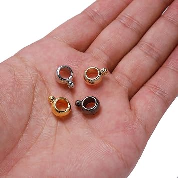 50pieces of Bail Release Beads, Sliding Charm Carriers, Hangers, Hanging Links, Alloy Column spacing Beads for Jewelry Making DIY Bracelets, Necklaces, Process Accessories, 8mm Holes(Plating Black)