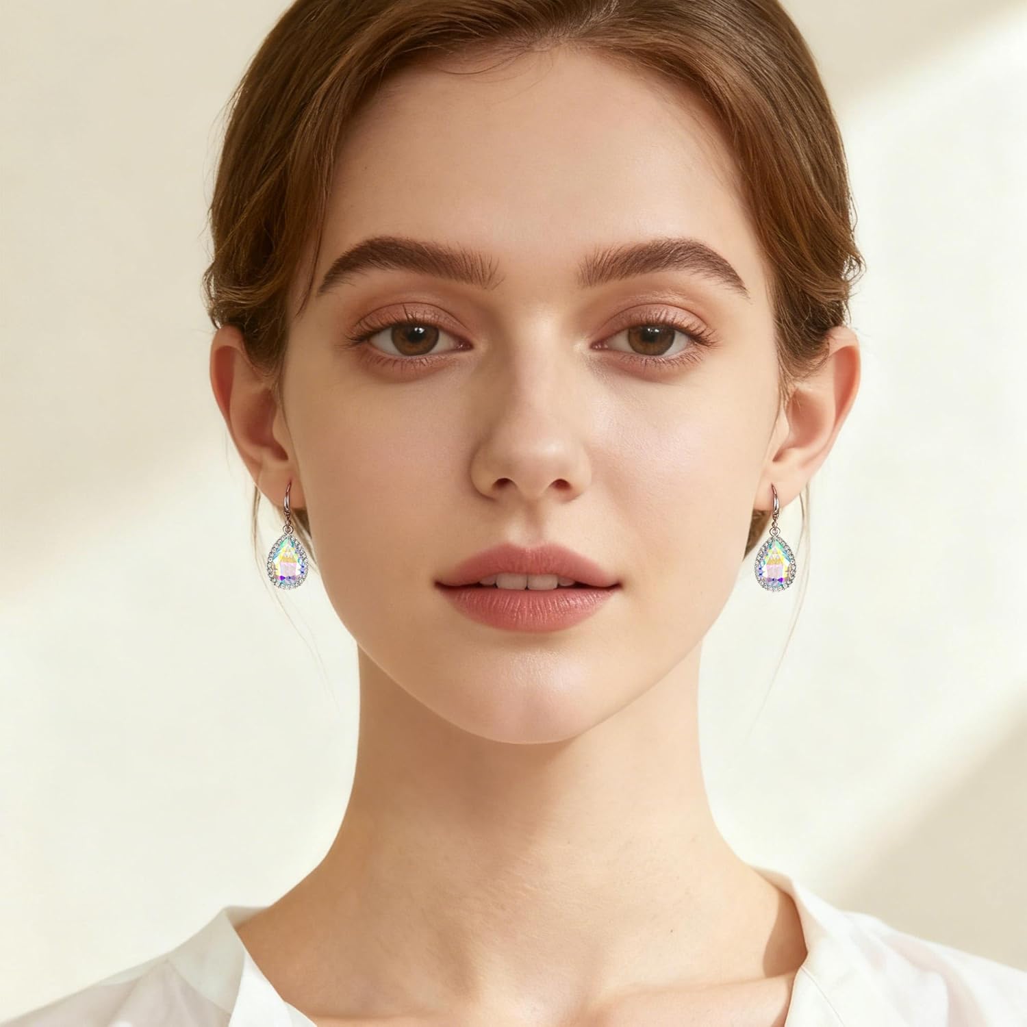 Austrian Crystal Teardrop Dangle Drop Earrings for Women Dangling 14K Gold Plated Hypoallergenic Jewelry - Image 7