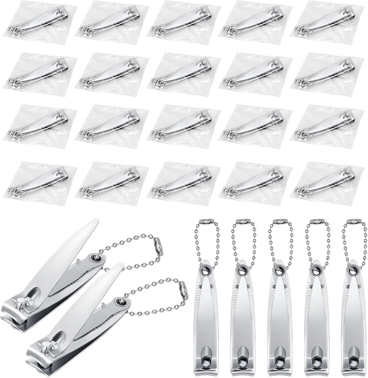 Nail Clippers Bulk, Fingernail Clippers with File, Individually Wrapped, for Travel, Hotels, Homeless, Charities (2.08inch, 120-PACK)