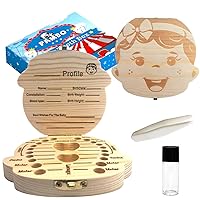 Vista 8 de Caja de dientes de bebé para niñas, almacenamiento de dientes de madera y caja de ahorro para dientes perdidos, regalo de cumpleaños y ducha