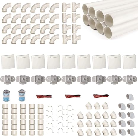 Amazon De Zentralstaubsauger Einbau Set Fur 9 Saugdosen Mit Rohren Fittings Co Montageset Fur Diy Einbau Einer Staubsaugeranlage Saugdose Vex S Quadratisch