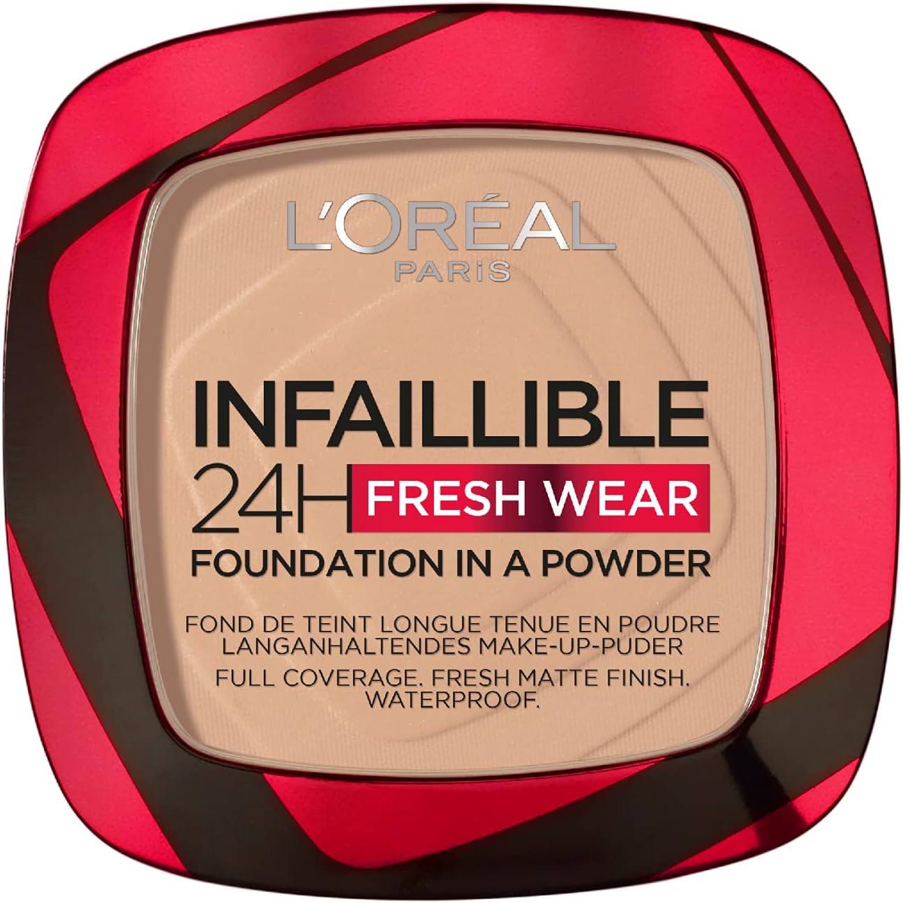 L'Oréal Paris Infallible 24H Fresh Wear Foundation in a Powder, Full-coverage, Longwear, Weightless Smooth Finish, Water-proof and Transfer-proof, 130 True Beige