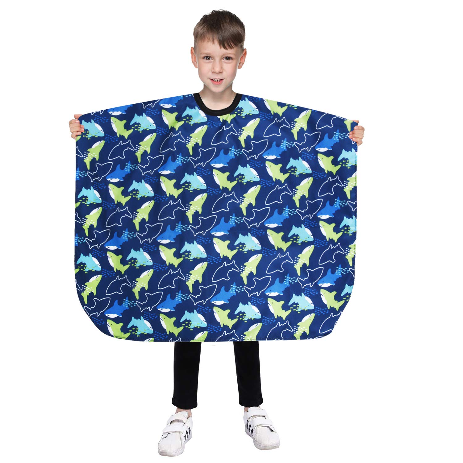 Noverlife Kids Haircut Barber Cape with Dolphin Printing, Large 51 x 35" /130 x 90cm Social Kids Styling Apron, Child Hairdressing Salon Cape Cute Children Hair Cloth, Makeup Comb Out Cape for Adults