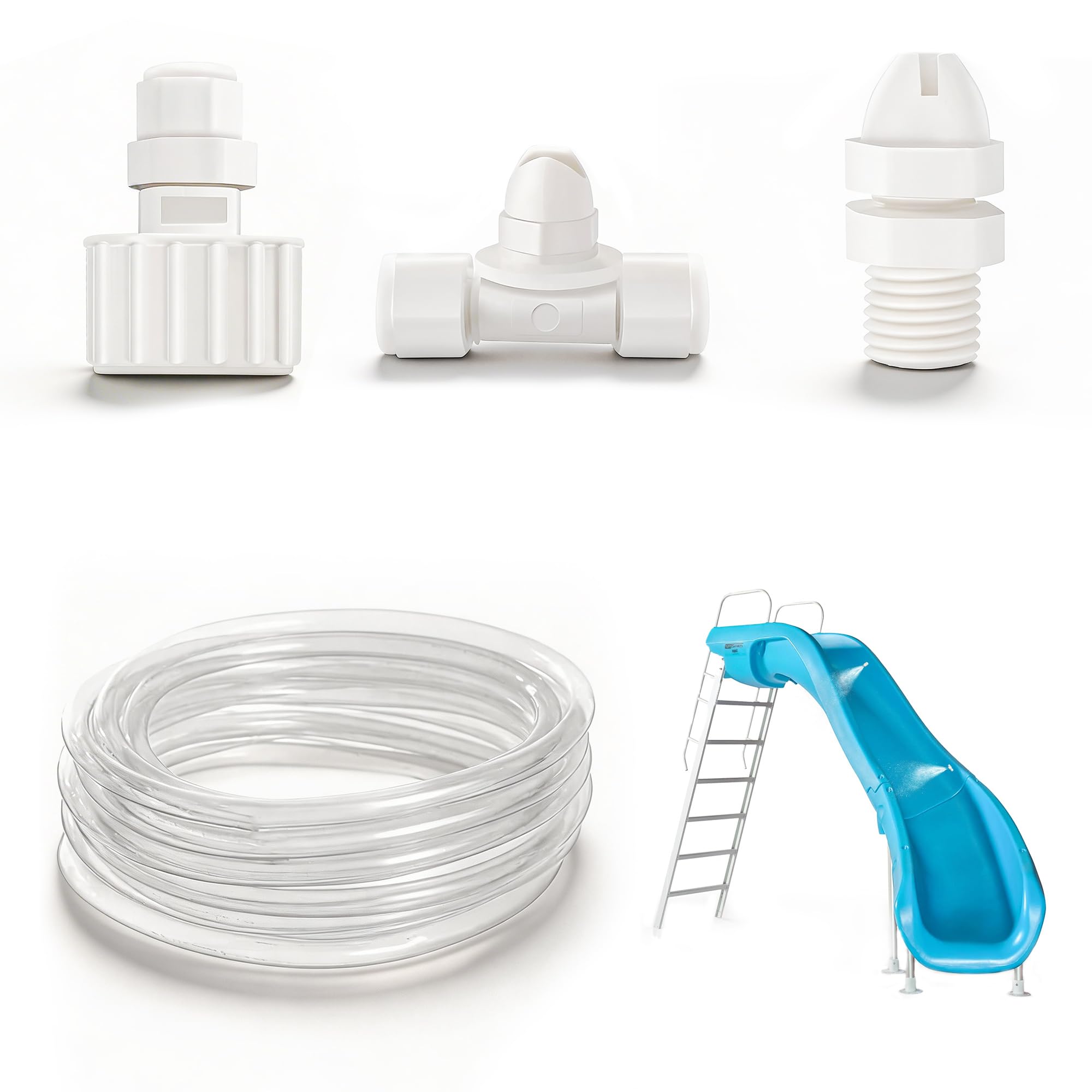 Pool Slide Water Tubing Kit, Inground Pool Slide Hose Kit, Sprayer/Spray Kit for Swimming Pool Slide(Whole Set)-image-42
