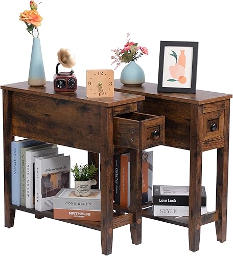 Miniatura 46 de Mesa auxiliar estrecha para espacios pequeños, color blanco, juego de 1, 24 pulgadas de largo x 8.5 pulgadas de ancho x 24 pulgadas de alto