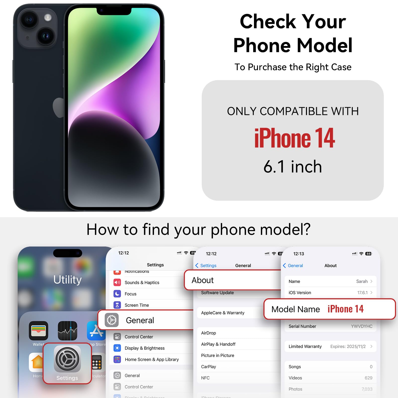 per iPhone 14 - Custodia a portafoglio magnetica staccabile, blu | Compatibile con Magsafe, porta carte di credito con blocco RFID, tasca con cerniera, cinturino da polso