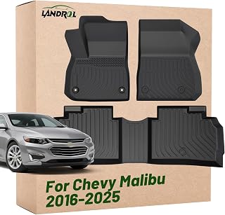Car Floor Mats Replacement for Chevrolet Chevy Malibu 2016-2025 (Not Fit Hybrid or Limited) Heavy Duty TPE Liner Custom Fit All Weather Waterproof Protection Full Set Coverage Carpets