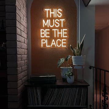 GYIODFU This Must Be The Place Neon Sign, Dimmable Light Decor for Bedroom Decor, Man Cave, Shop Salon Office Decoration Warm White