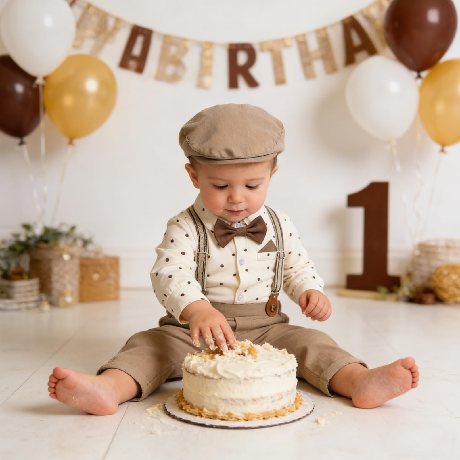 Ensemble de vêtements formels pour bébé garçon, grenouillère, chemise avec nœud papillon, pantalon et chapeau pour mariage, anniversaire, fête