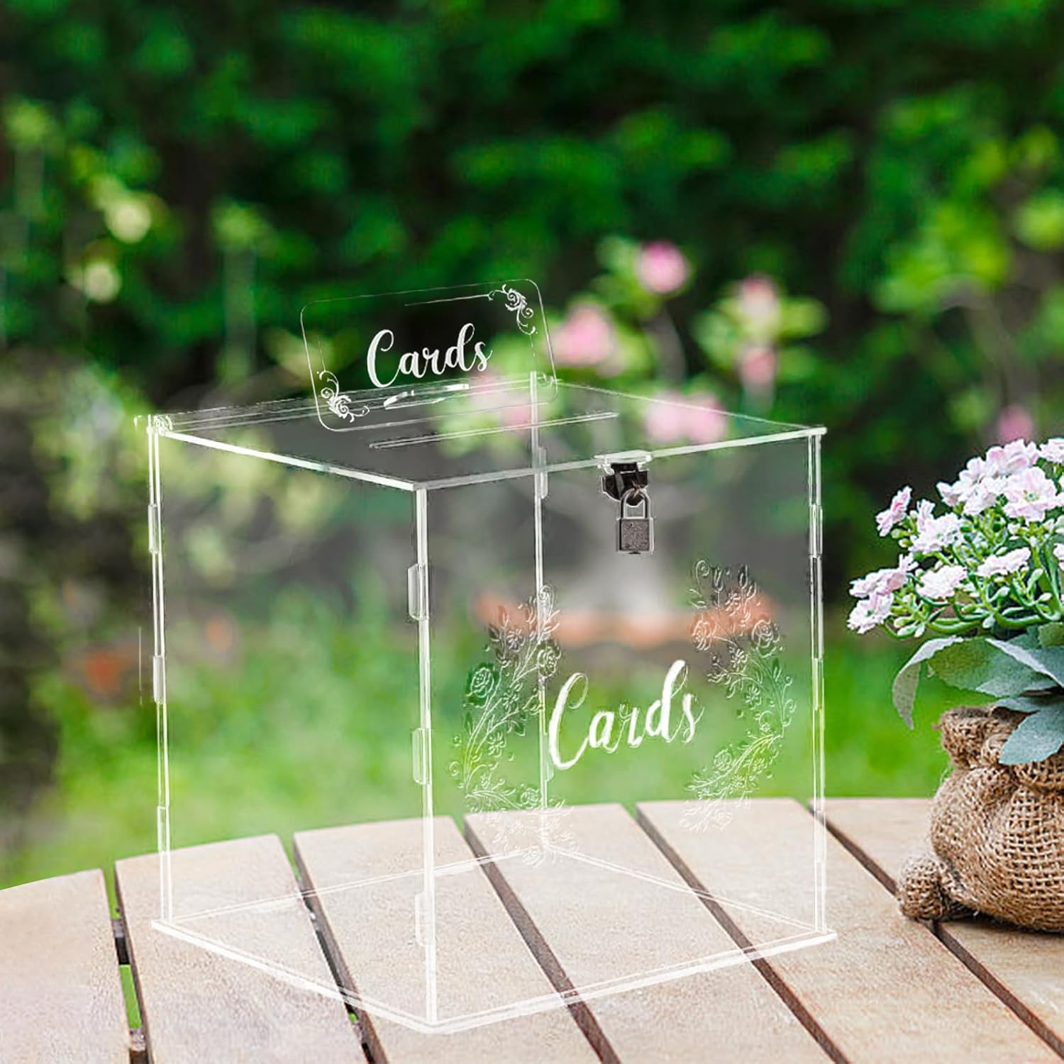 Shalwinn Wedding Card Box with Sign, Large Acrylic Clear Card Box with Shalwinn Wedding Card Box with Sign, Large Acrylic Clear Card Box with