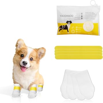 YAODHAOD Pet Booties for Dogs & Cats, Disposable Dog Shoes to Prevent Licking, Wound Recovery Boots Foot Covers for Injured Paw, Paw Protection,with Adjustable Straps 20PCS Medium
