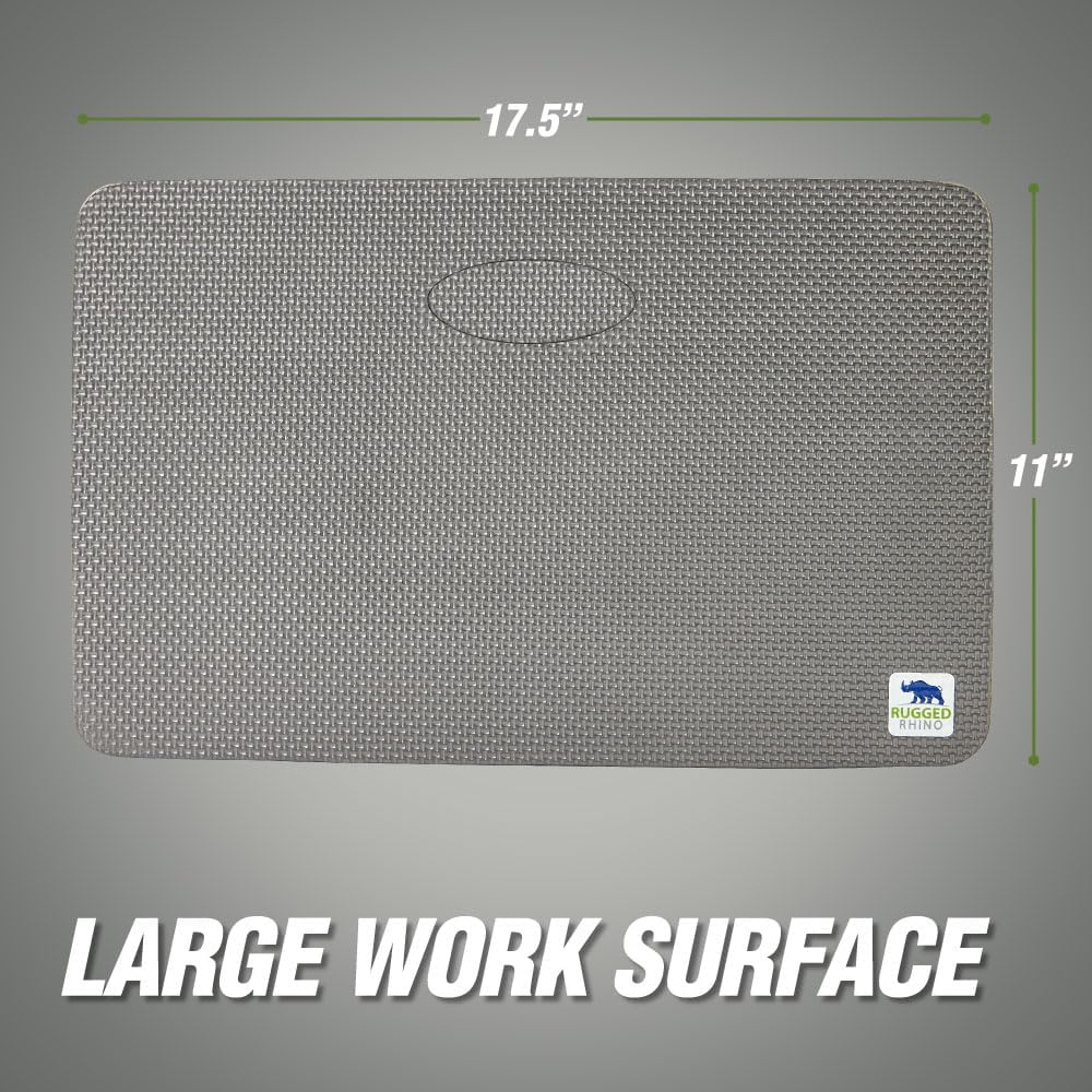 RUGGED RHINO Heavy Duty Patent Pending Kneeling Pad, 2 PK, Shock Absorbent Thick Knee Pads, Holds Up to 300 lbs, Protect Knees from Hard Concrete Surfaces, For Mechanics, Gardening, Gym, Slate Gray