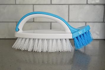 Evriholder Double Scrub Bath Tile Brush, White/Blue