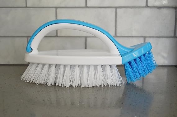 Evriholder Double Scrub Bath Tile Brush, White/Blue