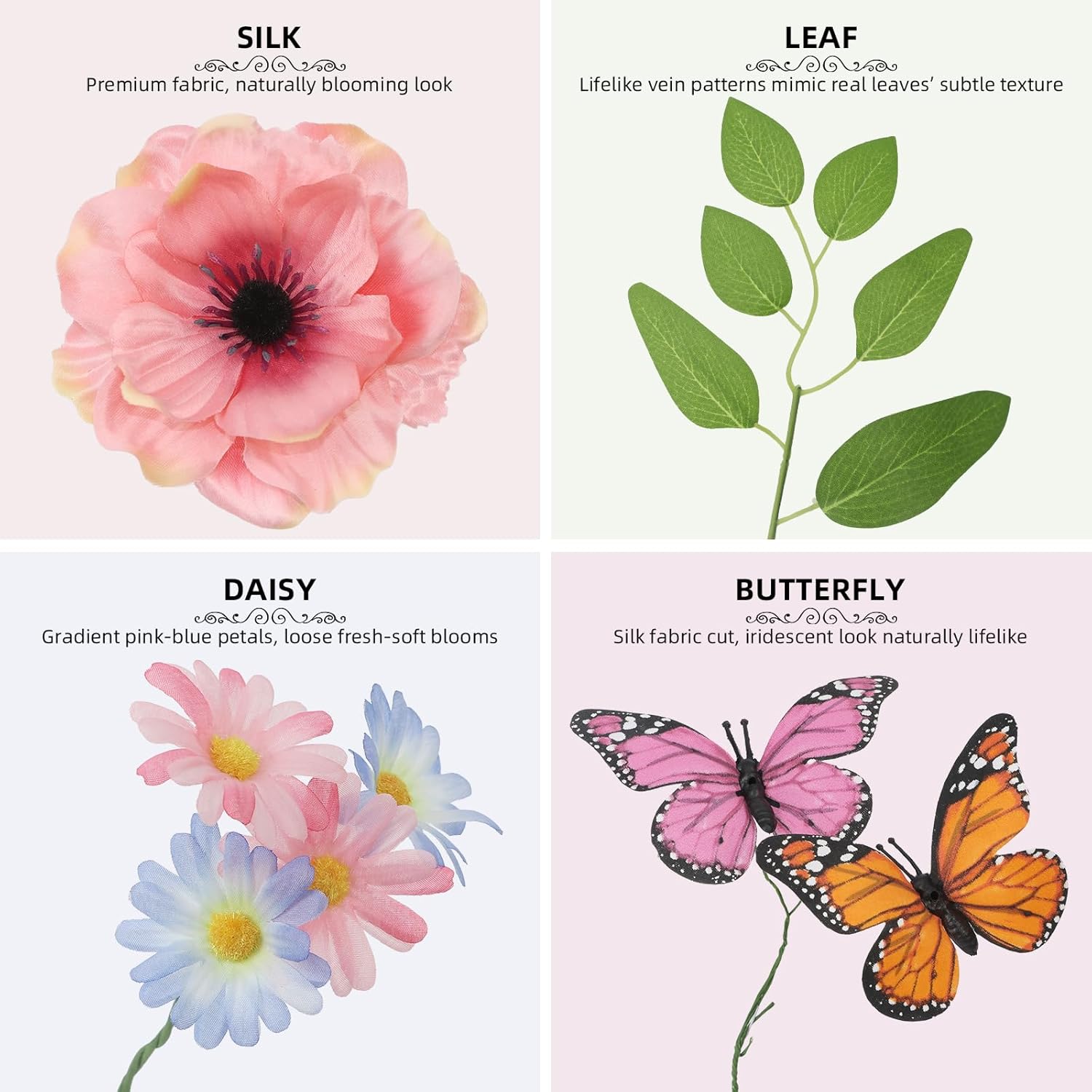 24 Inch Spring Wreath for Front Door Handcrafted Wreath Adorned with Eucalyptus Leaves Pink Blooms Butterfly, Year Round Wall Window Porch Home Farmhouse St Patricks Day Indoor Outdoor Decor