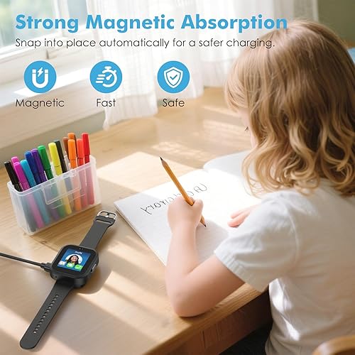MoKo Compatible with SyncUP Kids Watch 2 Charger, Magnetic Charger with 3.18FT USB Cable for Sync UP Kids Watch 2, Type-A Charging Dock Smartwatch Accessories Fast Charging, Black