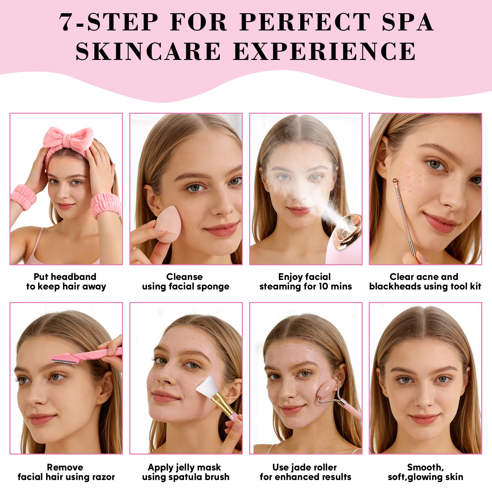 Pjordo Facial Steamer Spa Kit with Skin Care Tools