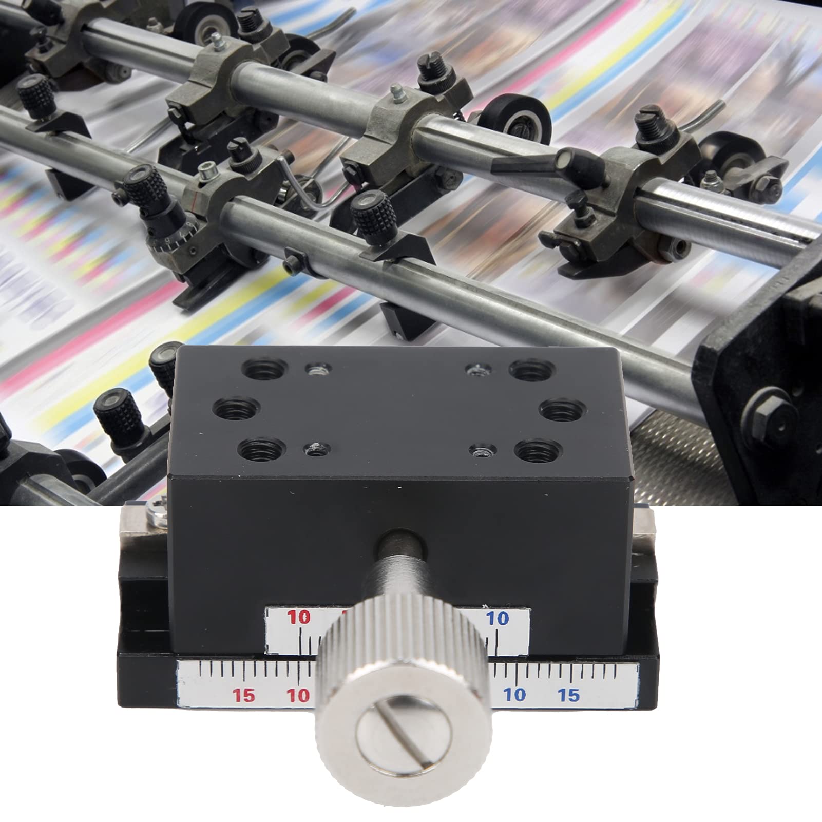 Wakects Oś X Stolik Liniowy Ręczny Stolik Liniowy Prowadnica Typu Jaskółczy Ogon ze Stopu Aluminium 40 X 25 Mm ± 15 Mm Pokrętło Dostrajania Podróżnego do Sprzętu Optycznego Mikroskopy Urządzenia