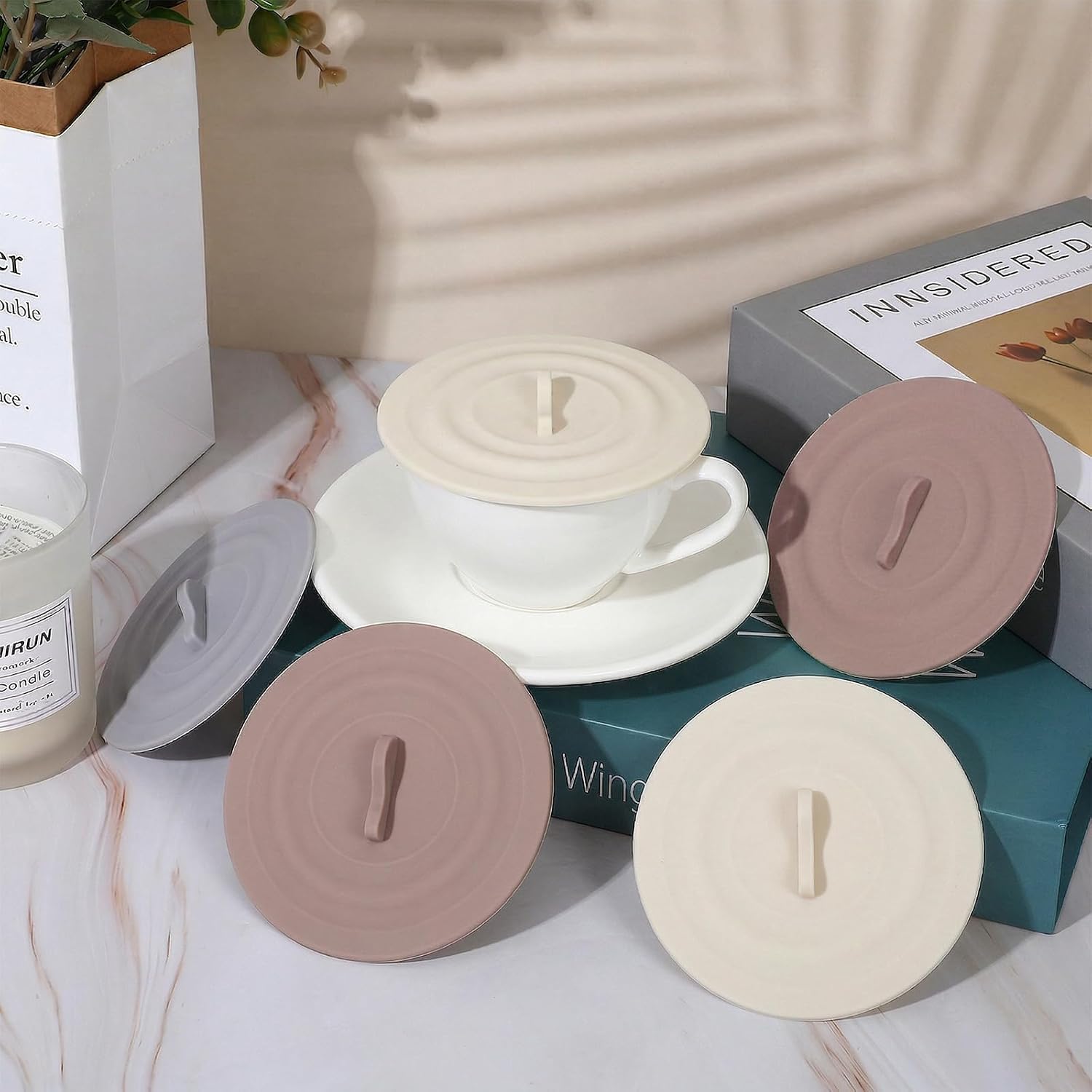 Ymapinc 6Pcs Silicone Lids for Cups, Silicone Cup Covers for Drinks Safety