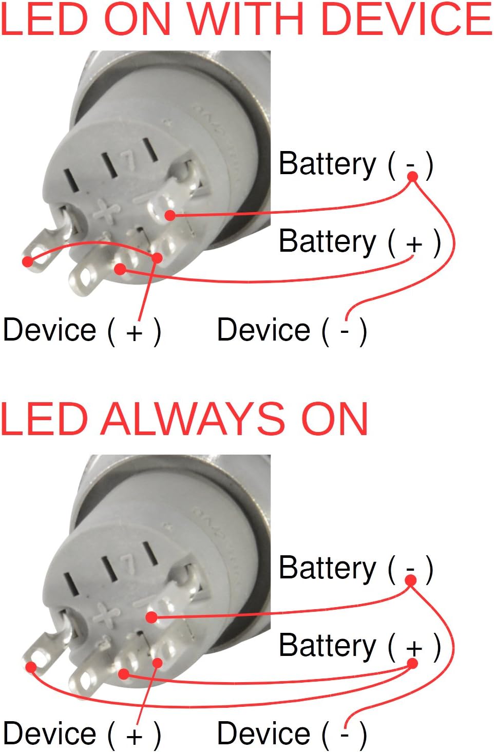 Review Discount JacobsParts Latching Maintained Pushbutton ON/Off Switch Circular Metal Silver with Blue Power Symbol Light fits 5/8 (16mm) Diameter Panel Cutout Hole