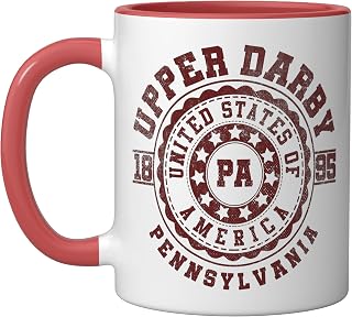 Upper Darby PA | Pennsylvania | Vintage City Apparels Ceramic Mug, Red/White