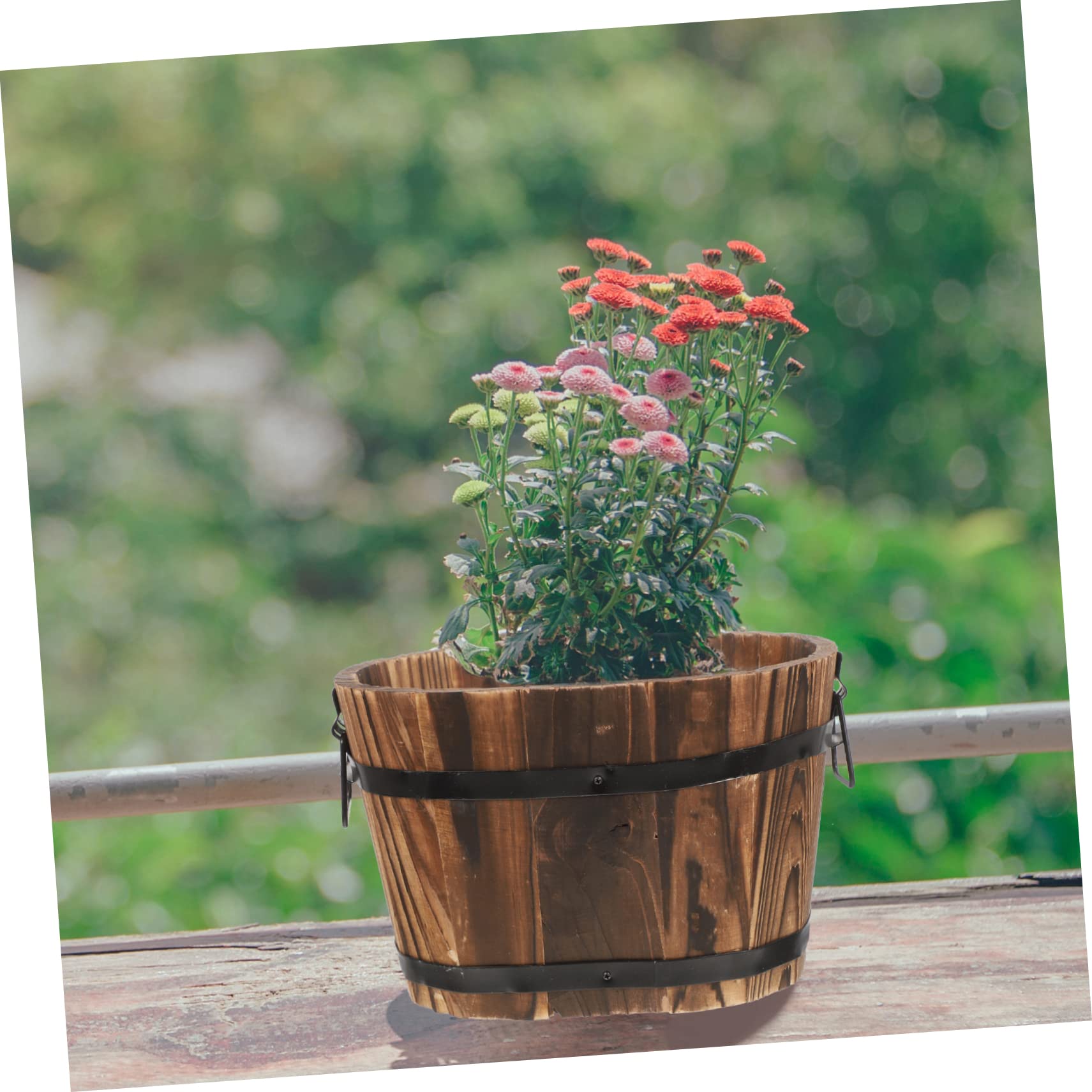 バス停型ウッドプランター　BT-2 Amazon.co.jp: Yardenfun 植木鉢 素朴な木の樽 ウッドバケツプランター