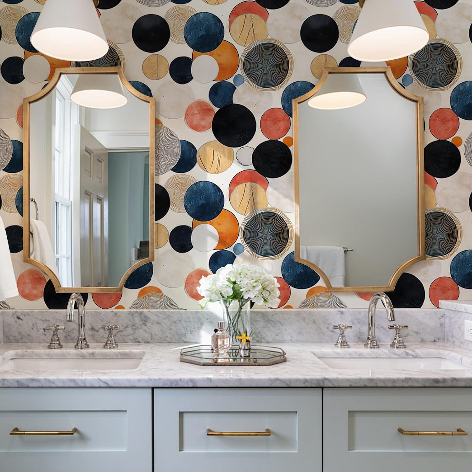 Polka Dot Peel and Stic Geometric Circle Wallpaper Bedroom Wall Dot Contact Paper for Cabinets Nursery Wall Decor for Baby Boys Vinyl Removable 17.71"X236.2"