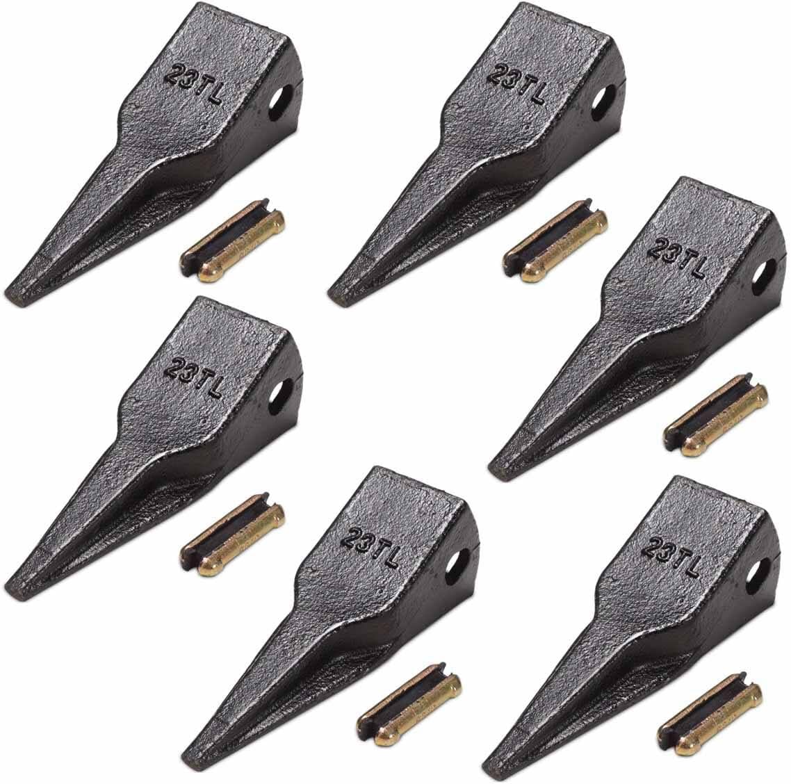 Titan Attachments 6 Sets of 23TL Bucket Tiger Teeth fits John Deere w/ 23TFP Flex Pin 23TFTT
