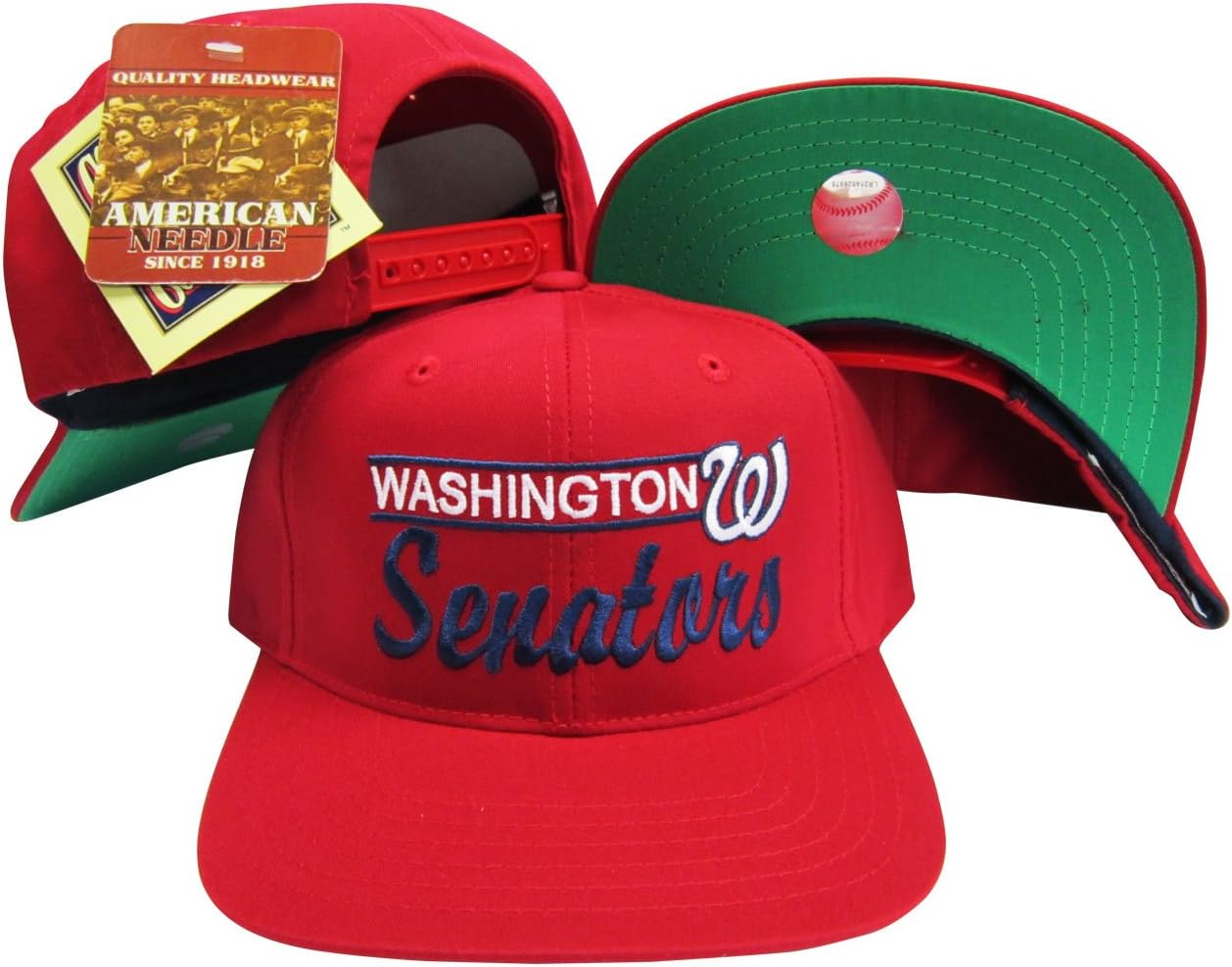 Washington Senators Red Snapback Adjustable Plastic Snap Back Hat/Cap