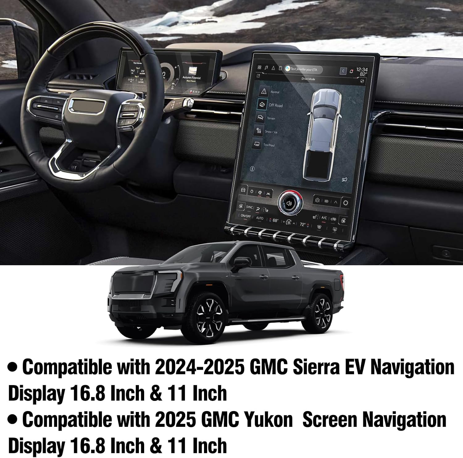 Moonlinks 2PCS 16.8in Navi+11in Screen Protector For 2024 2025 Sierra EV | For 2025 GMC Yukon 11 Inch Instrument Cluster 16.8 Inch Navigation Touchscreen Protector