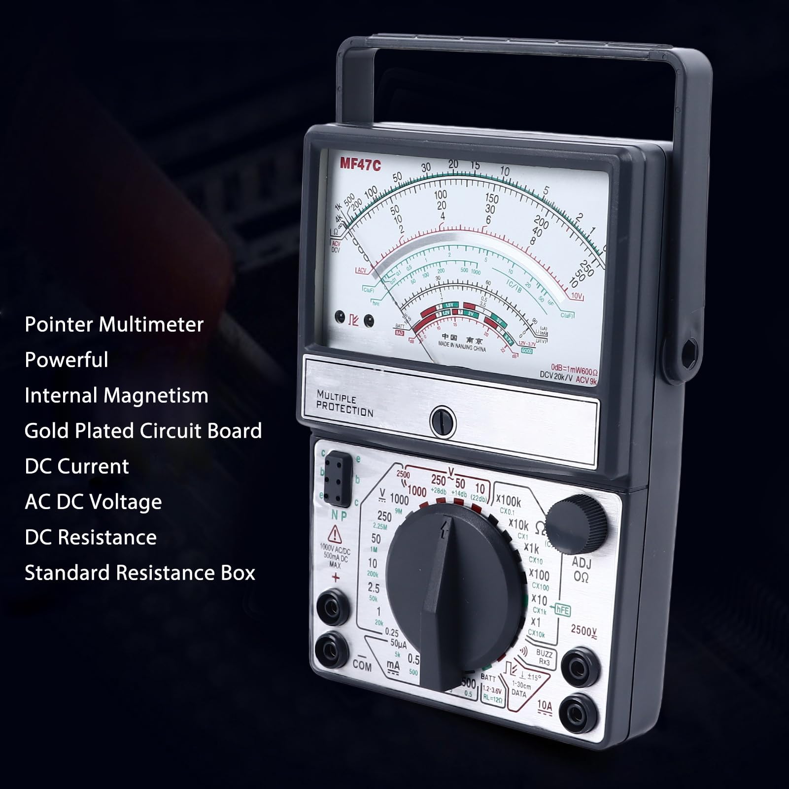 Hilitand Pointer Type Multimeter, Easy to Use Portable Anti Burning Buzzer Analog Pointer Multimeter