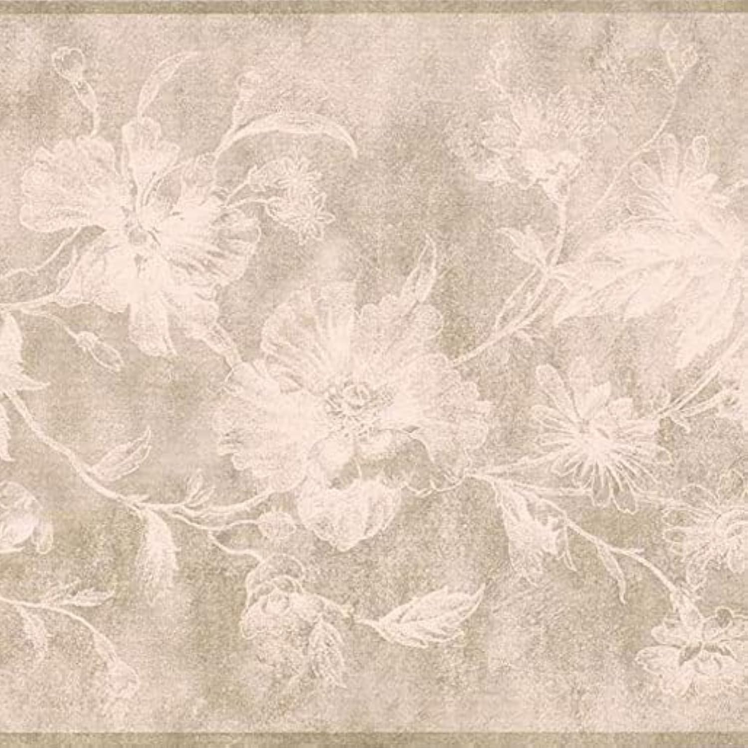 CONCORD WALLCOVERINGS ™ Wallpaper Border Floral Pattern Flowers Leaves for Bedroom Living Room, Beige, 15 ft by 7 in KH5897B