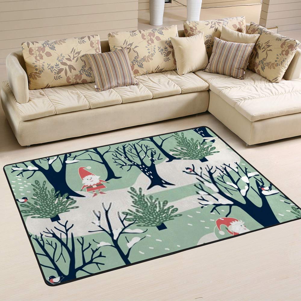 Tapis de Noël d'hiver Ruchen vert forêt grand tapis élégant de 72 x 48 inch