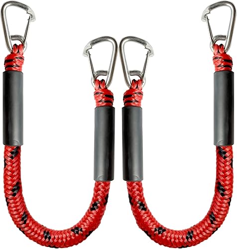 Cuerda de amarre para barcos PWC, con doble clips de acero inoxidable 316, resistente para lanchas PWC, amortiguador integrado, kayak, embarcación,