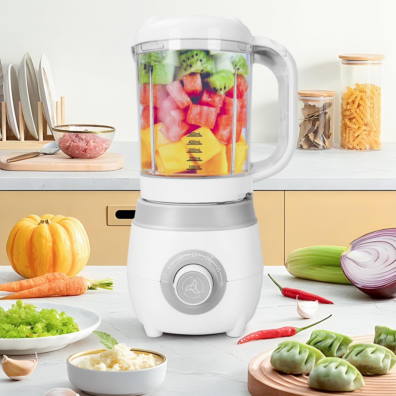 Cuiseur Mixeur Multifonctions pour Bébé, Robot Bébé 4 en 1, Mixeur-Cuiseur, Cuisson Vapeur, Sterilisateur Biberons, Robot Cuiseur Multifonctions
