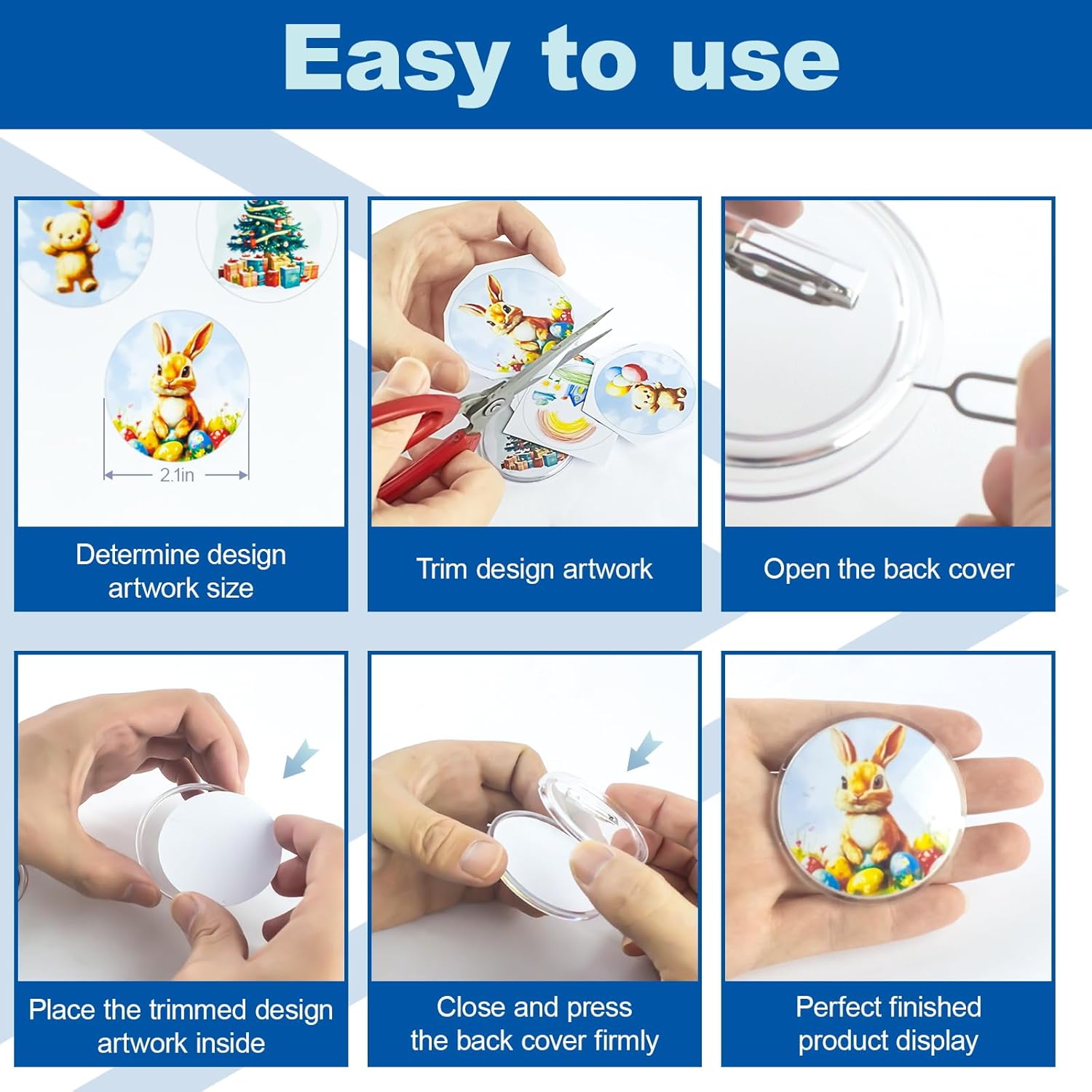 50 Set Acrylic Pin Badges High Transparency DIY Button pin Premium Quality Durable Reusable Custom Buttons Easy Assembly Customizable pins for Backpacks Jackets Hats Gifts and Custom Projects 2.3IN