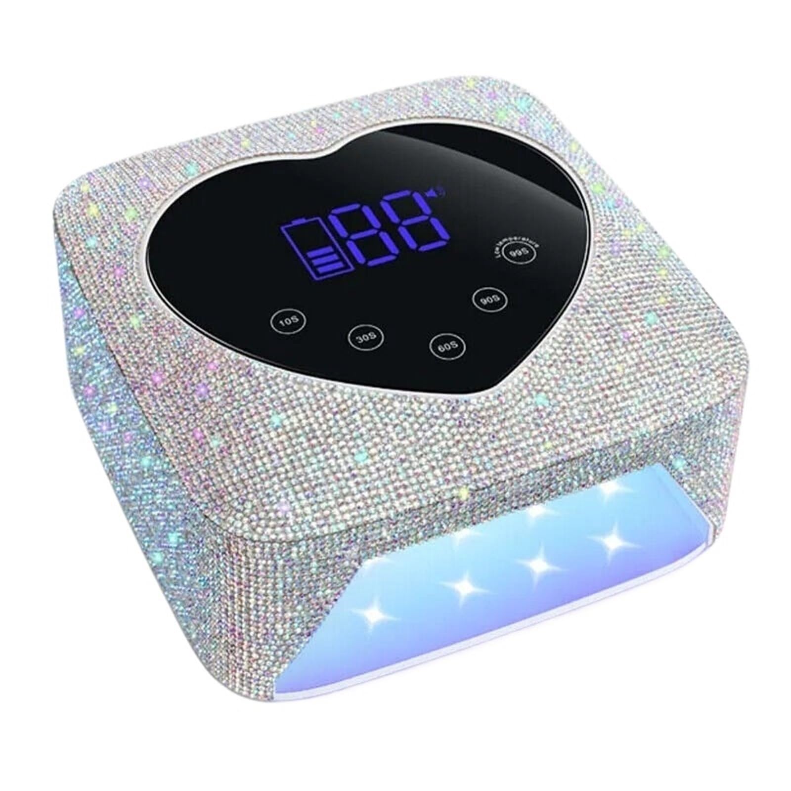 Lampa LED do paznokci, 30-diodowa akumulatorowa lampa UV do paznokci LED 72W, światło, serce z kryształkami i diamentowym żelem, suszarka, narzędzie manicure