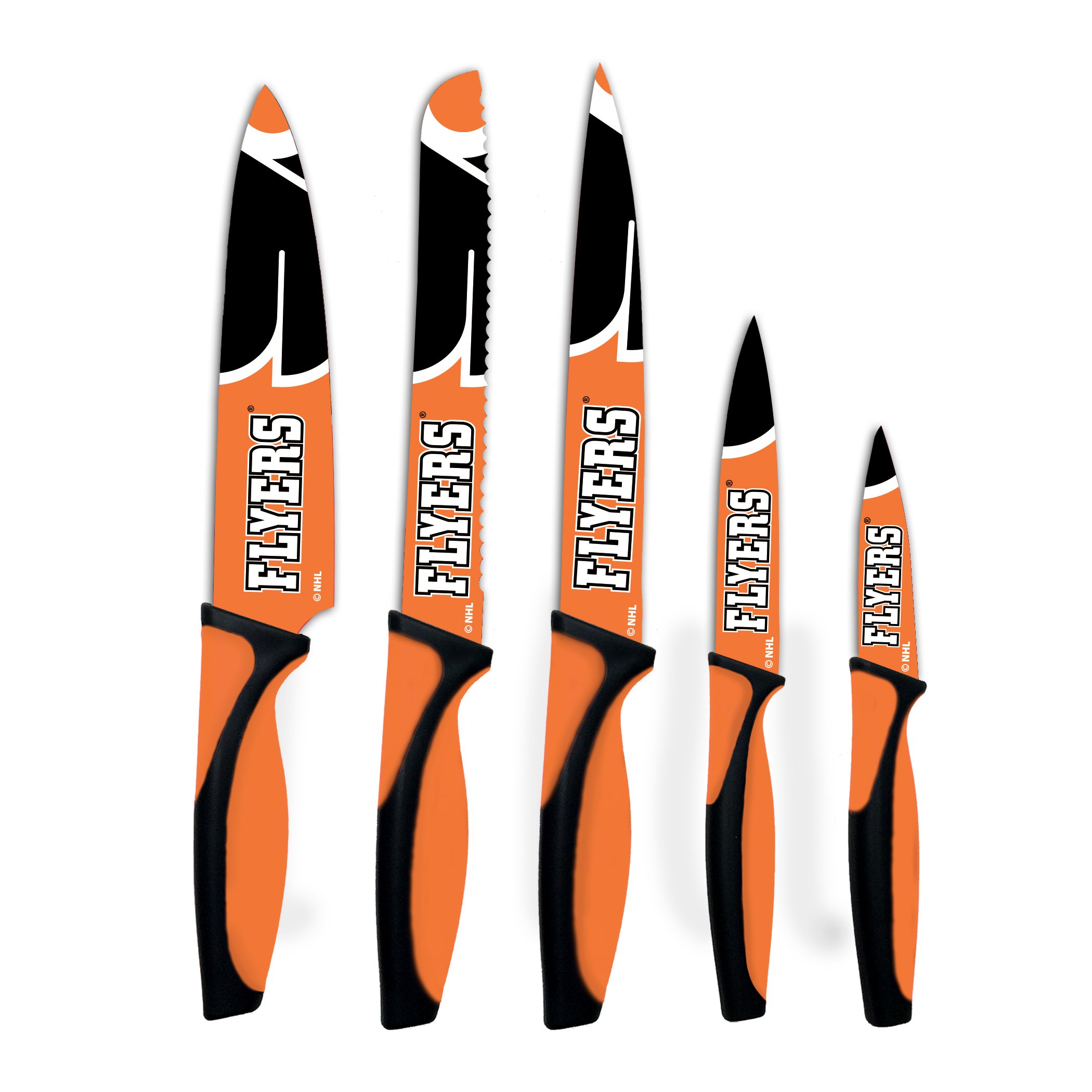 The Sports Vault NHL 5 Piece Mixed NHL Kitchen Knife Set, Team Colours