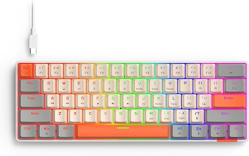 EVO Compact 61 Teclado mecánico para juegos - Efecto de iluminación arcoíris - Estilo retro