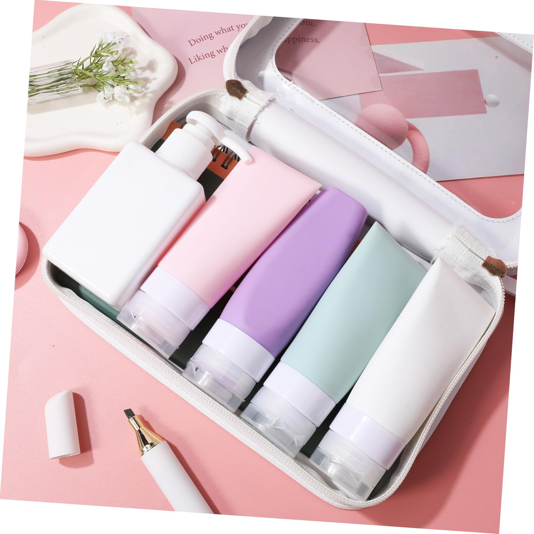 Beavorty Borsa Cosmetici Trasparente in Pvc Grande Capacità per Viaggio Donna con 2 Pezzi Beauty Case Portatile per Trucchi