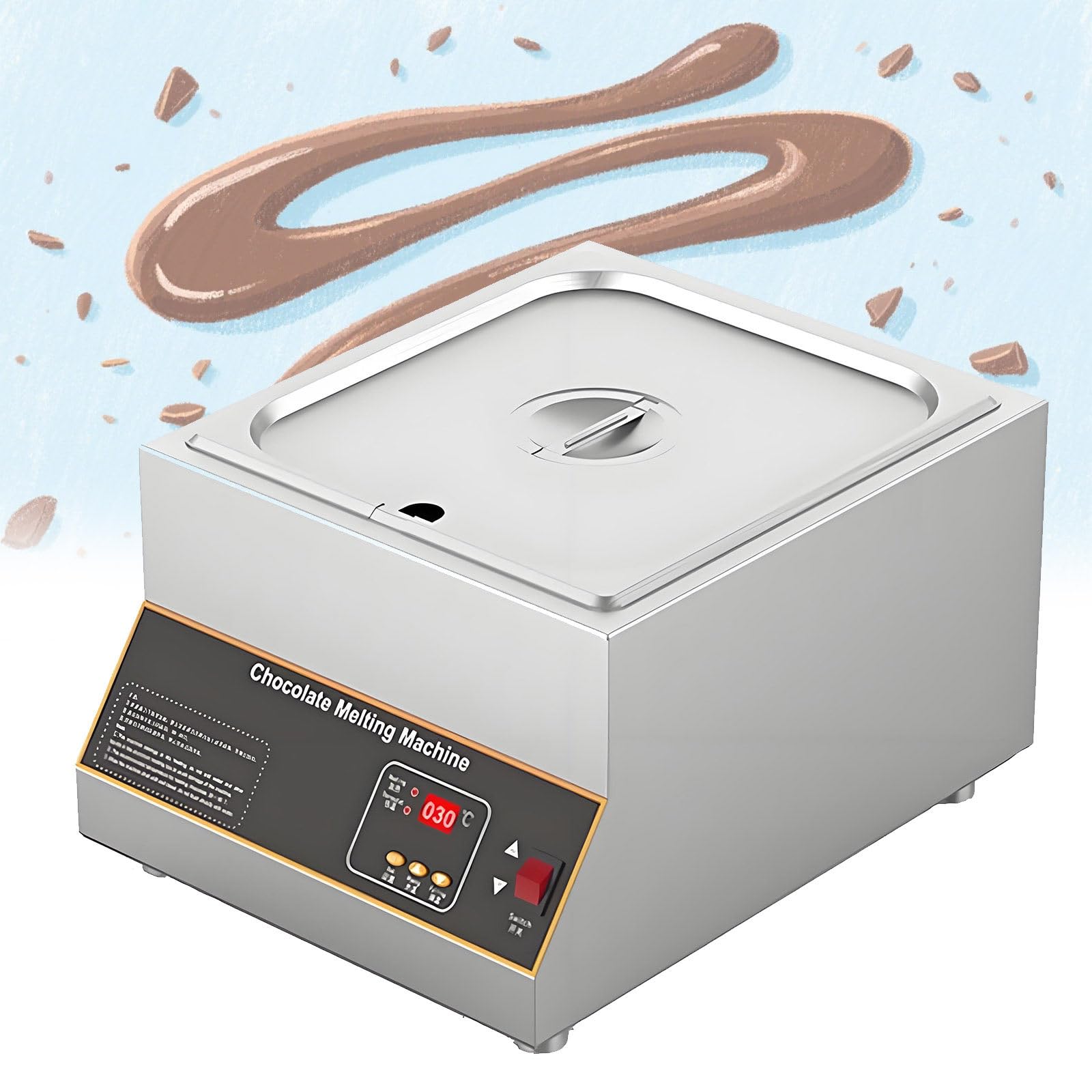 ASerZenith Professional Chocolate Tempering Machine With Thermostat Heater, Stainless Steel Melting Pot For Perfect Chocolate Consistency, Ideal For Home And Commercial Use,1Cylinder