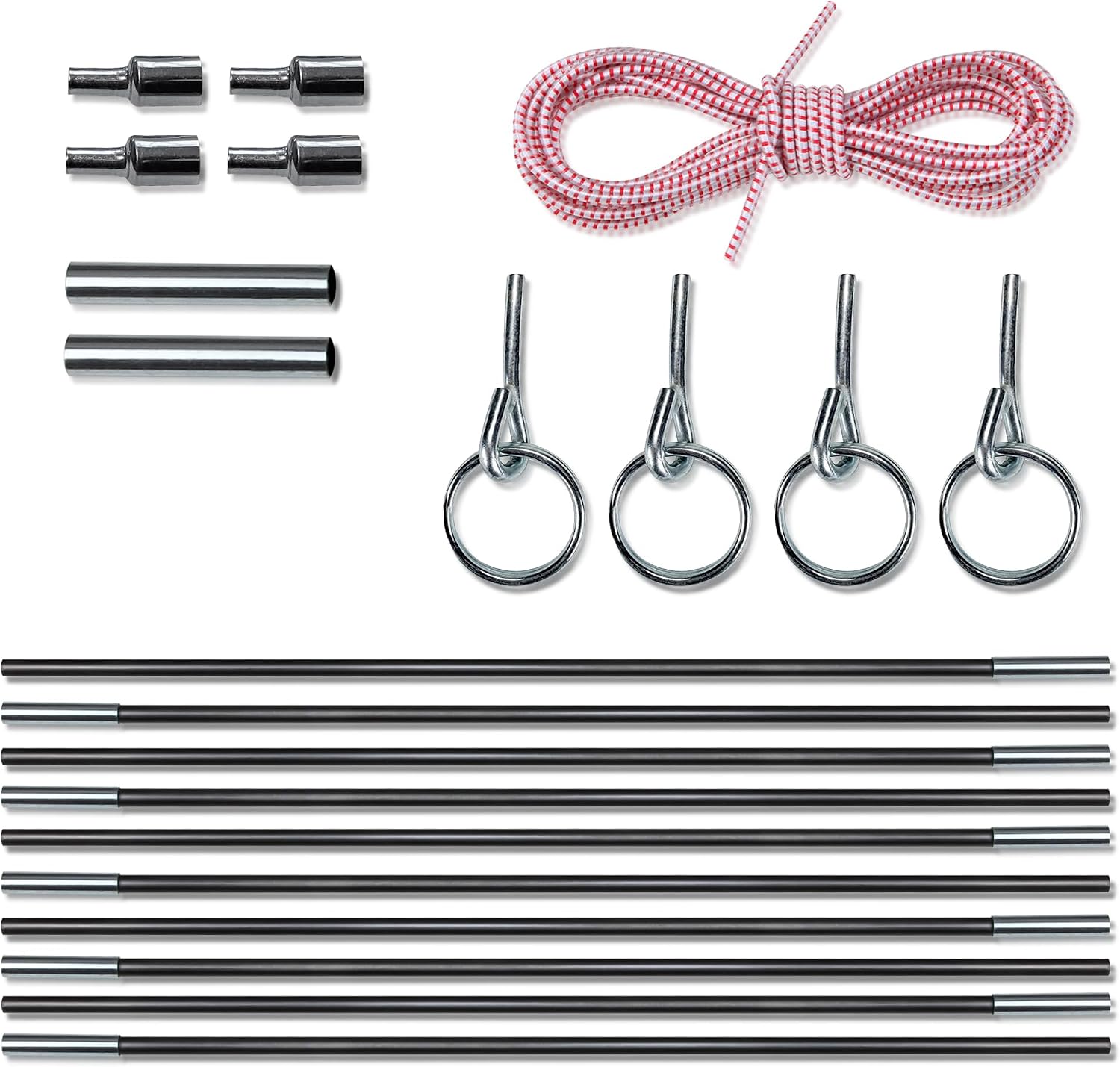 your GEAR FRP 9,5 mm | 11 mm | 12,7 mm - Fiberglas Zeltstangen Reparatur Set Zeltgestänge Ersatzgestänge Stangen Endhülse Endstücke Gummi