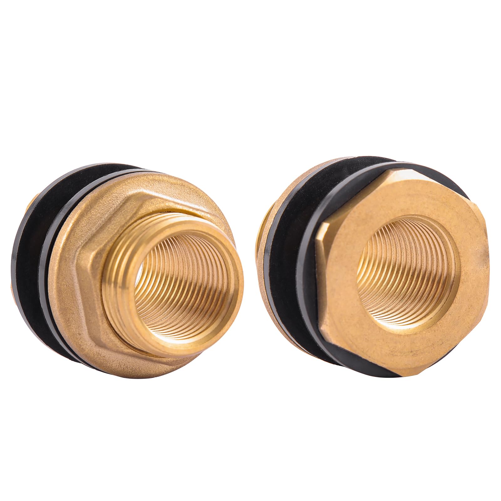 GOVALVE Brass Bulkhead Fitting - 3/4" GHT Female X 1" Straight Male Thread Water Tank Connector With 2 Rubber Rings For Water Tower Tank Barrels (pack Of 2 - View #5