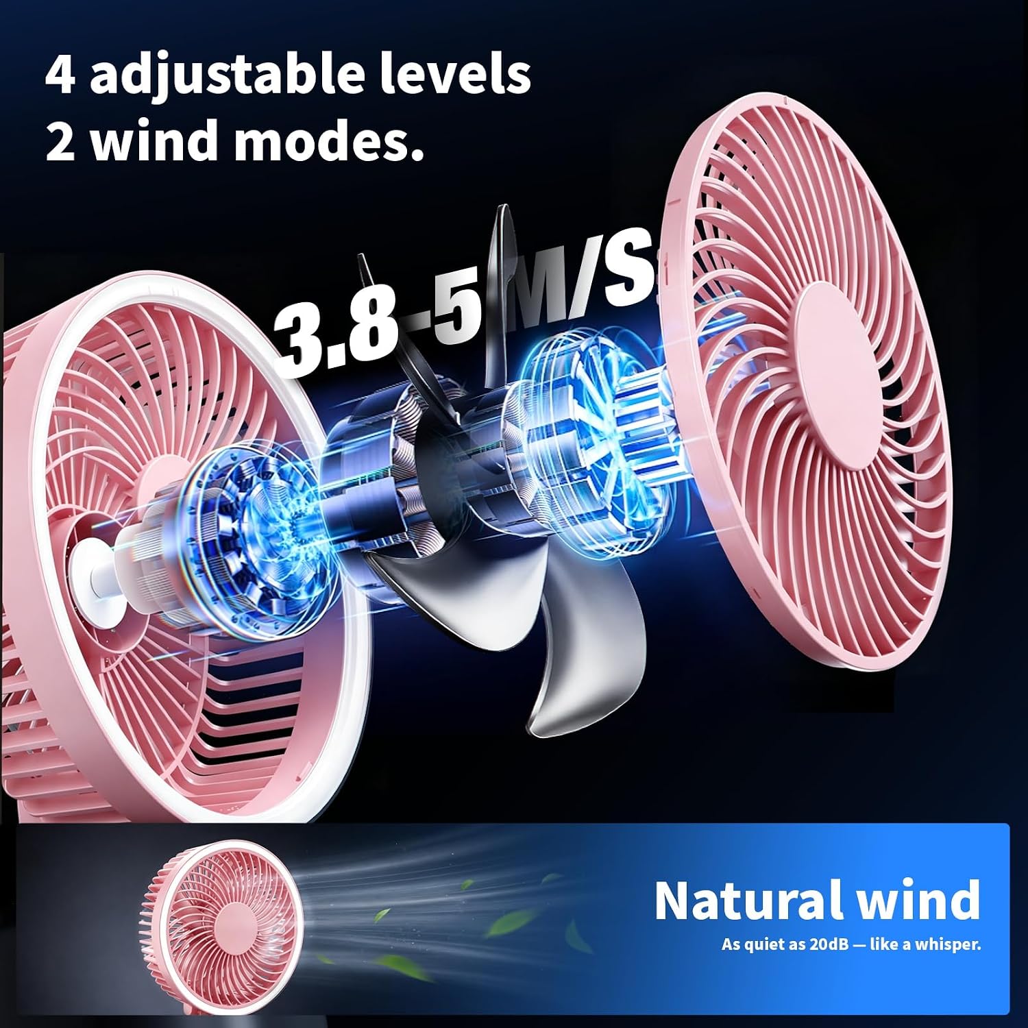 Antarctic Star 12 Inch 4-in-1 Desktop Fan, 16.4ft/s Quiet Airflow