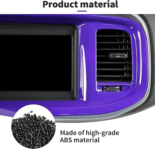 Miniatura 7 de JWWY Consolas centrales de cargador, tablero de salpicadero, marco de pantalla de navegación de DVD, cubierta de instrumento para 2015-2024+Dodge